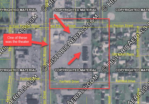 Cinema Four Theatres - 1981 Aerial (newer photo)